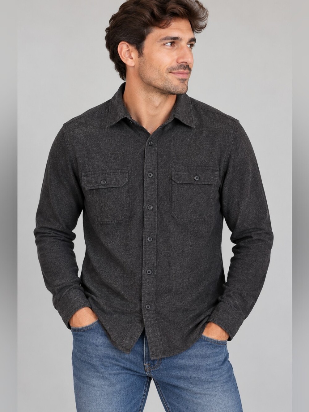 Mossimo Supply Co Men's Charcoal Textured Button Down Shirt L